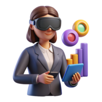 elegant minimalist Virtual Reality Business Analytics Data Visualization in VR detailed png