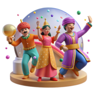 vibrant abstract Festival Fun Colorful Celebration 3D Characters high resolution png