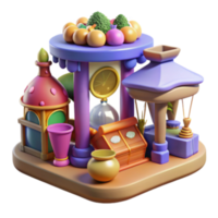 magnificent classic Whimsical 3D Render of a Festive Market Stall high resolution png