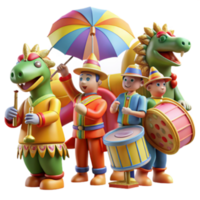 elegant abstract Colorful Parade of Musical Dinosaurs and Musicians authentic png