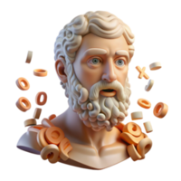 impressive creative 3D Render Ancient Bust with Abstract Symbols original png