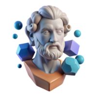 beautiful contemporary 3D Render of Classical Bust with Abstract Shapes authentic png
