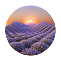serene creative Sunset over Lavender Fields Serene Landscape high resolution png