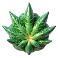 extraordinary minimalist Cannabis Leaf 3D Render of Glossy Green Marijuana Plant exclusive png