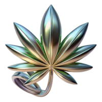 magnificent minimalist Metallic Cannabis Leaf Design 3D Render high quality png