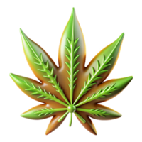 extraordinary rustic Cannabis Leaf 3D Render, Green and Brown high resolution png