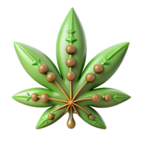 dramatic minimalist Cannabinoid Compound Structure 3D Model of Cannabis Leaf detailed png