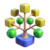 extraordinary vintage Abstract Network Tree 3D Model of Interconnected Nodes professional png