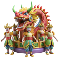 serene rustic Festival Float Dragon Dancers 4K png