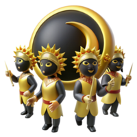 wonderful artistic Golden Sun Warriors with Crescent Moon Shield high resolution png