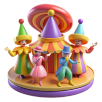 beautiful contemporary Circus Performers 3D Render of Colorful Clowns and a Show premium png