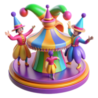 magnificent creative Whimsical Carousel with Colorful Jester Figures genuine png