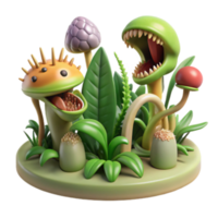 extraordinary classic Cartoon Carnivorous Plants 3D Render of Fantasy Flora premium png