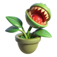 serene rustic 3D Cartoon Carnivorous Plant in Pot detailed png