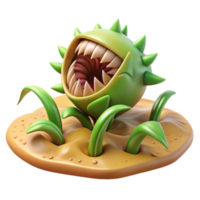 wonderful vintage 3D Model Carnivorous Plant with Sharp Teeth genuine png