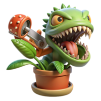 magnificent abstract Aggressive Plant Monster with Mechanical Claw 4K png