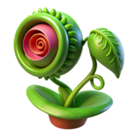 serene contemporary Whimsical 3D Render of a Cartoon Venus Flytrap 4K png