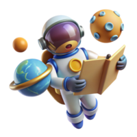 magnificent minimalist Astronaut Reading Book in Space genuine png