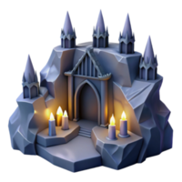 vibrant artistic Mysterious Mountaintop Sanctuary A 3D Render of a Fantasy Castle authentic png