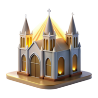 stunning vintage Illuminated Church Model 3D Render of Gothic Architecture authentic png