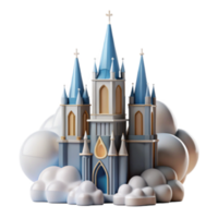dramatic rustic Enchanted Castle in the Clouds A Fairytale 3D Render 4K png