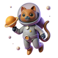 serene artistic Cat Astronaut in Space 3D Render of Feline Cosmonaut detailed png