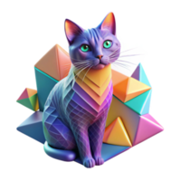 extraordinary abstract Geometric Cat Low Poly, Colorful, 3D Render premium png