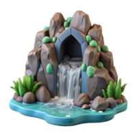 stunning modern 3D Model Serene Waterfall Cave authentic png