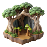 dramatic abstract Enchanted Grove 3D Render of Fantasy Forest Cave genuine png