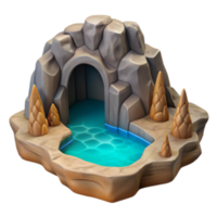 vibrant rustic Mountain Cave with Pool 3D Render professional png