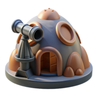 impressive creative Dome House with Telescope 3D Render of Fantasy Structure authentic png