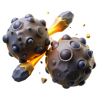 wonderful minimalist Molten Rock Collision 3D Render of Asteroid Impact detailed png