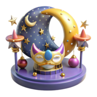 wonderful creative Nocturnal Carnival 3D Render of Whimsical Moonlit Scene exclusive png