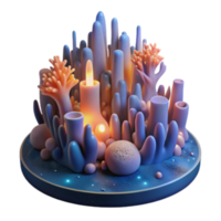 elegant classic Illuminated Coral Reef 3D Render of Underwater Scene authentic png