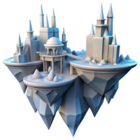 impressive vintage Floating Castle Island Fantasy Architecture Render professional png