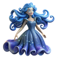 vibrant artistic Celestial Princess 3D Render of a Fantasy Girl in a Starry Gown authentic png