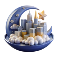 extraordinary classic Cityscape Dreams 3D Render of Moonlit Urban Scene 4K png