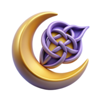 serene artistic Crescent Moon and Celtic Knot 3D Render authentic png