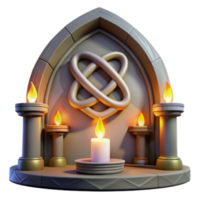 beautiful rustic Mystic Altar Candles, Knot Design, and Archway high resolution png