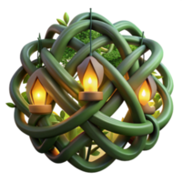 beautiful modern Illuminated Vine Sphere 3D Render of Intricate Nature high resolution png
