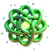 vibrant minimalist Abstract Green Knot 3D Render of Intertwined Structure 4K png