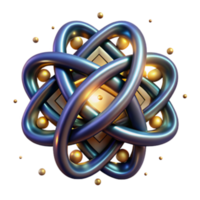 beautiful minimalist Abstract 3D Knot Intertwined Design with Metallic Texture exclusive png