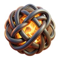 elegant creative Intricate Knot Design 3D Render of a Metal Braid with Inner Glow high quality png