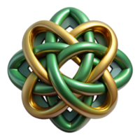 serene creative Interlocking Knot Design Green and Gold 3D Model high quality png