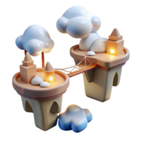 vibrant classic Floating Islands A 3D Render of Whimsical Architecture 4K png