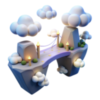 vibrant classic Enchanted Cloud Bridge Fantasy Island 3D Render authentic png