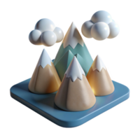 impressive rustic 3D Cartoon Mountains Landscape Scenic Peaks and Clouds professional png