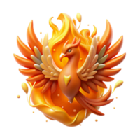 stunning modern Flaming Phoenix Mythical Bird in 3D Render high resolution png