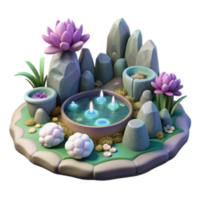 magnificent minimalist Enchanted Garden Pond 3D Render of Magical Oasis high quality png