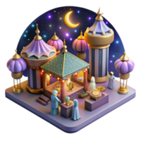 serene rustic Night Market Festive 3D Render of an Enchanting Arabian Setting 4K png
